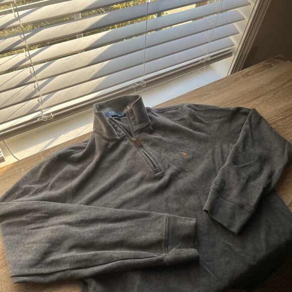 Polo Ralph Lauren Sweater Mens S Grey Knit 1/4 Zip Pullover 100% Cotton Pony - Picture 1 of 11